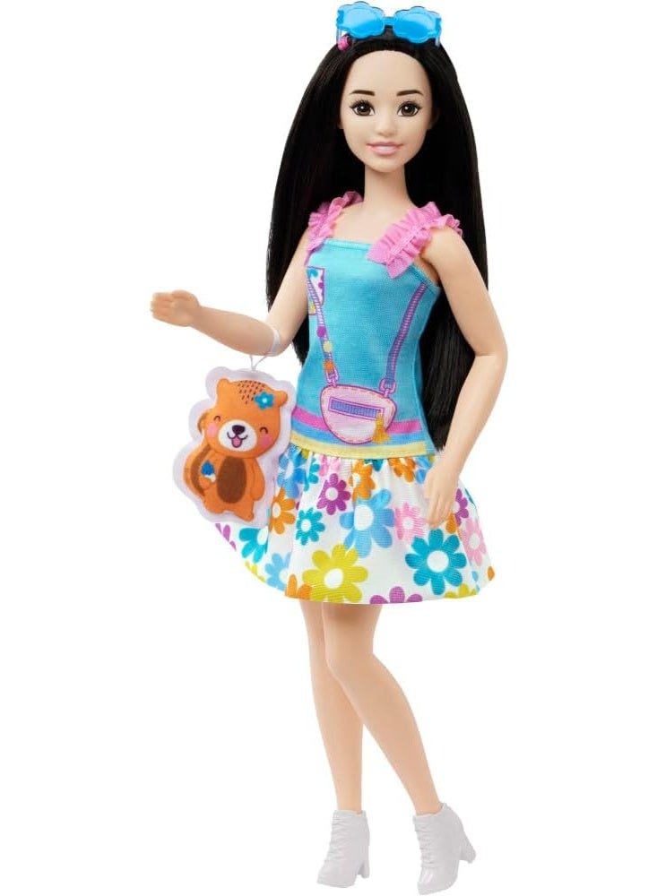 Barbie Doll for Preschoolers, My First Barbie Renee Doll, 13.5 Inch doll, Black Hair, Kids Toys and Gifts, Plush Squirrel, Accessories, Soft Poseable Body, from 3 Years, HLL22 - Image 4
