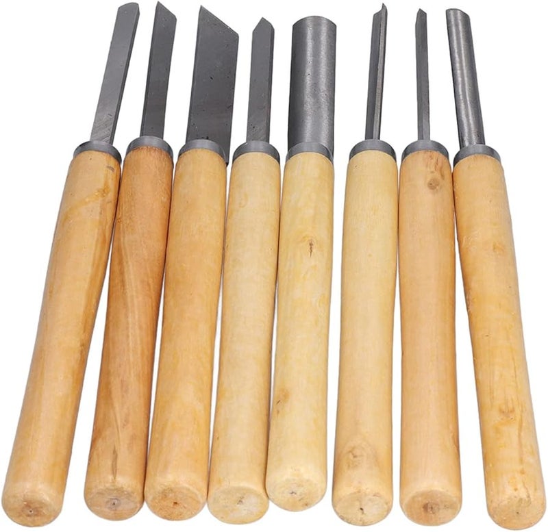 8Pcs Wood Turning Chisels Set HHS Wood Carving Gouge with Hardwood Handle - Image 2