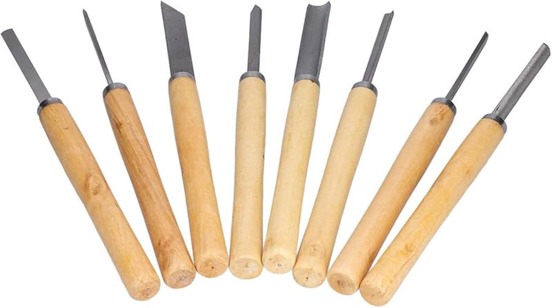 8Pcs Wood Turning Chisels Set HHS Wood Carving Gouge with Hardwood Handle - Image 4