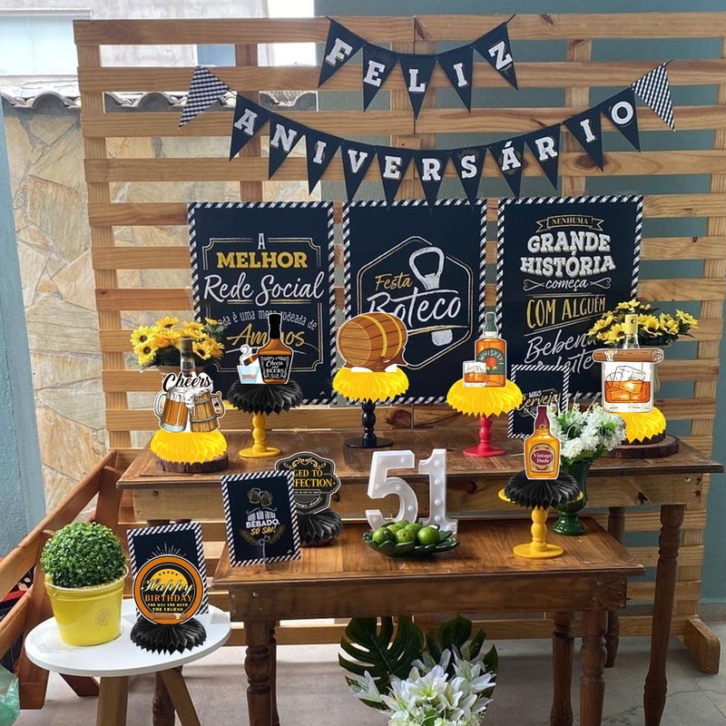 Refavor Aged to Perfection Birthday Decorations - 8PCS Beer Party Decorations Whiskey Honeycomb Centerpiece Table Decoration 40th 50th 60th Birthday Decorations for Men Vintage Birthday Party Decor - Image 5