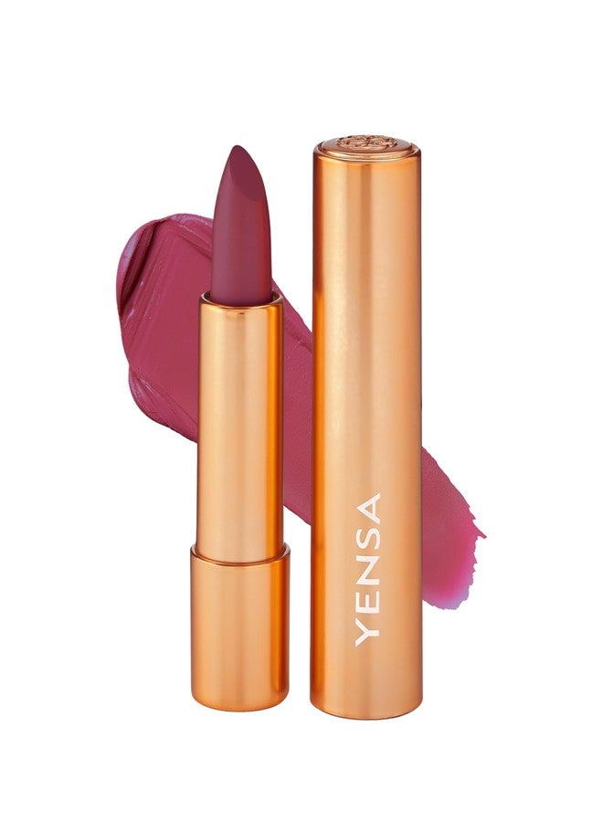 YENSA Vibrant Silk Hydrating Lip Stick - Long Lasting Lipstick with Hyaluronic Acid, Vitamin E & Super Oils - High Pigment Color & Semi Glossy Finish - Moisturizing Formula - Noble (0.12 oz) - Image 1
