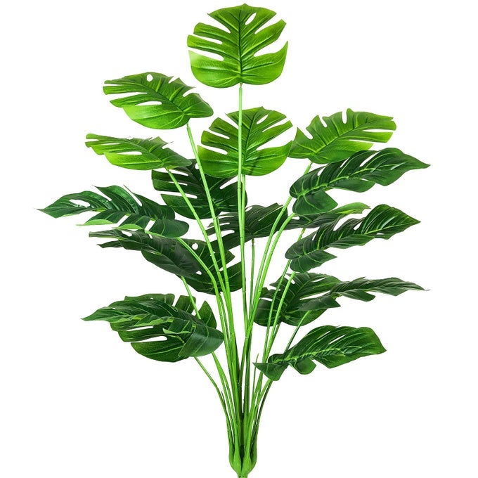 ARTIFICIAL PLANTS FAKE TURTLE TREE LEAVES WITH STEMS 29 TALL FAUX PALM TREE LARGE MONSTERA IMITATION FROND LEAF TROPICAL PLANT GREENERY FLORAL JUNGLE PARTY INDOOR OUTDOOR GARDEN DECORATION