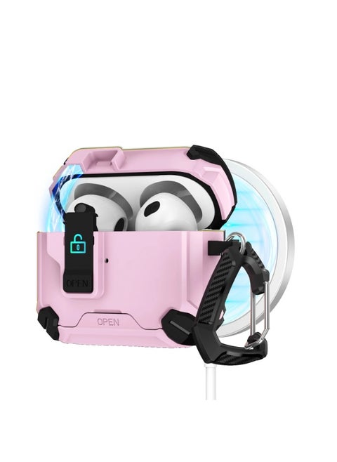 For AirPods 4 Case with Secure Lock Cover with Keychain Shockproof Protective Cover Multifunctional magnetic bracket, anti-fall
