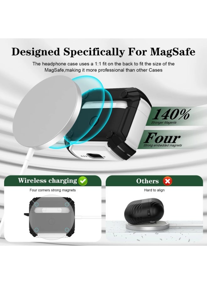 For AirPods 4 Case with Secure Lock Cover with Keychain Shockproof Protective Cover Multifunctional magnetic bracket, anti-fall