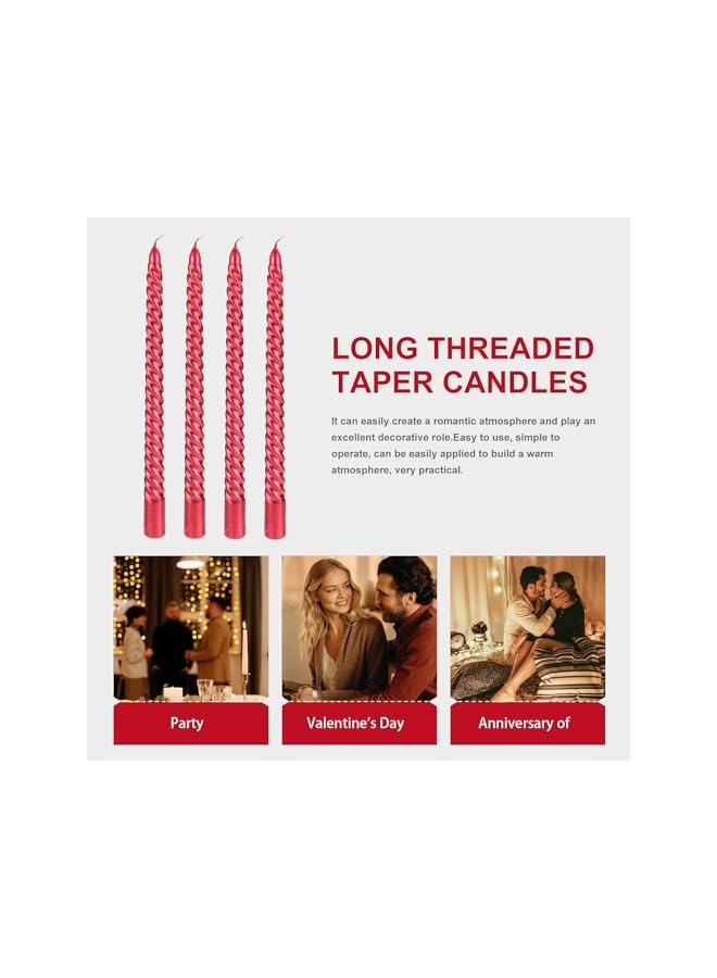 The Bros 10 inch Taper Candles Set of 4 tasteless Unscented smokeless burning Candles suitable for home, wedding, birthday parties and home decoration (Festive red) - Image 5