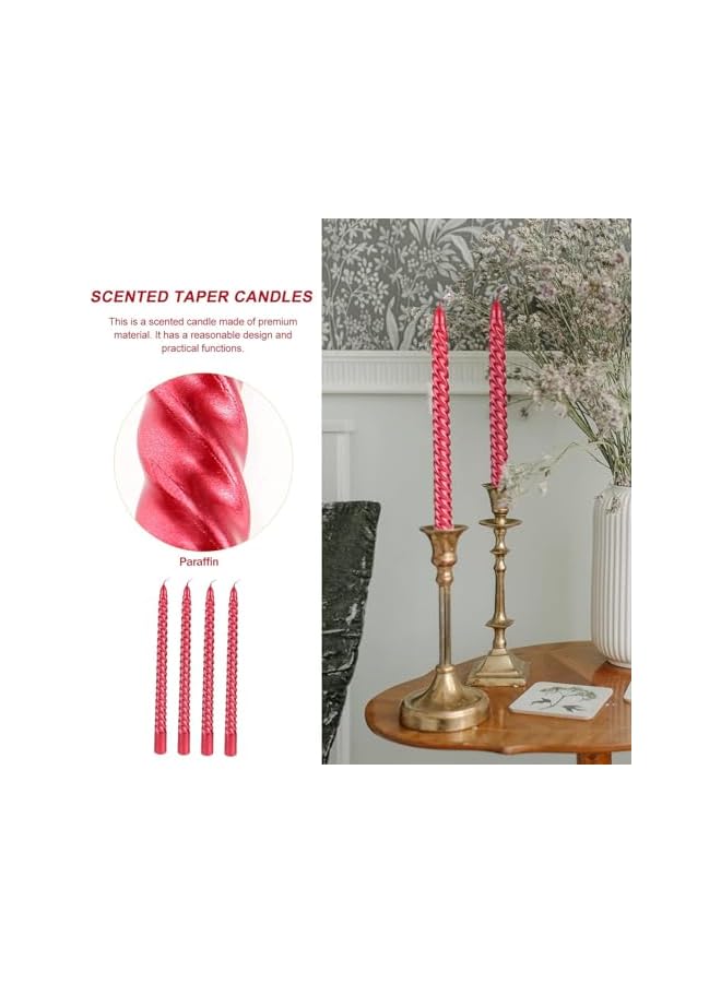 The Bros 10 inch Taper Candles Set of 4 tasteless Unscented smokeless burning Candles suitable for home, wedding, birthday parties and home decoration (Festive red) - Image 4