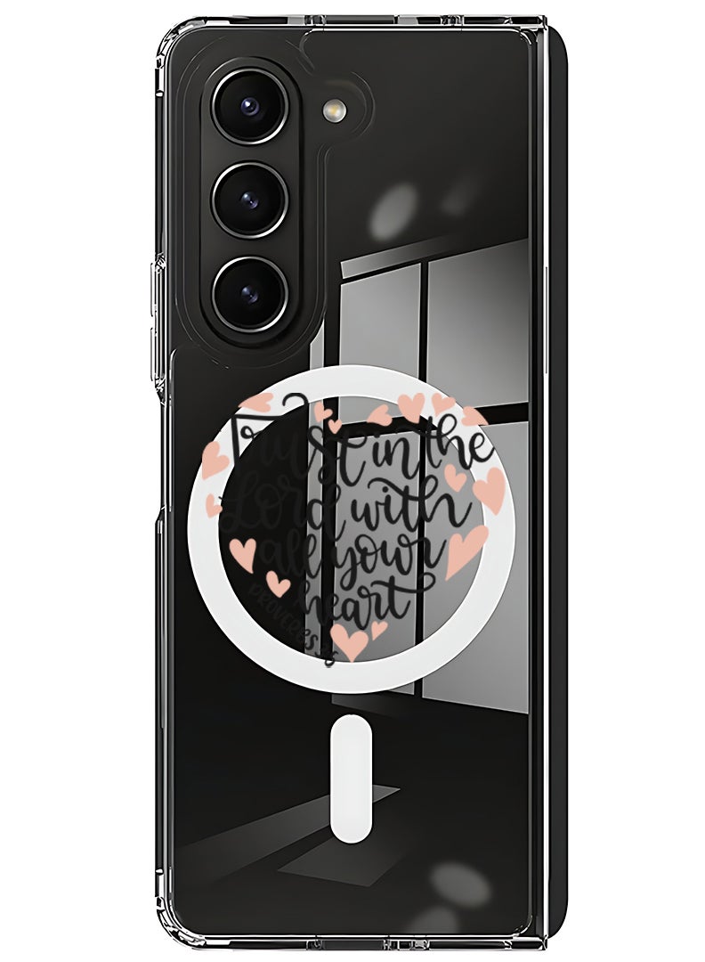 Theodor Magnetic Case for Samsung Galaxy Z Fold 5 Compatible with MagSafe Wireless Charging, Shockproof Phone Bumper Cover Trust in the lord with all your heart - Image 1