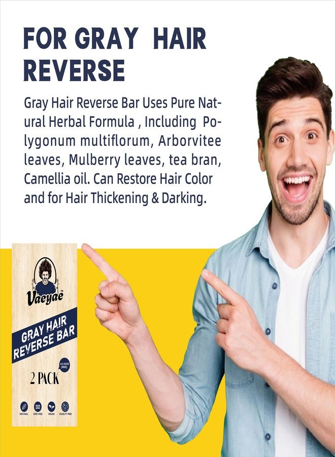 VAEYAE 2 Pcs Gray Hair Reverse Bar to Restore Hair Color, Shampoo and Conditioner 2 in 1 Soap for Stronger & Smoother Hair, Men & Women Black Soap Reduces and Cover Grey Hair, For Hair Thickening and Darking - Image 2