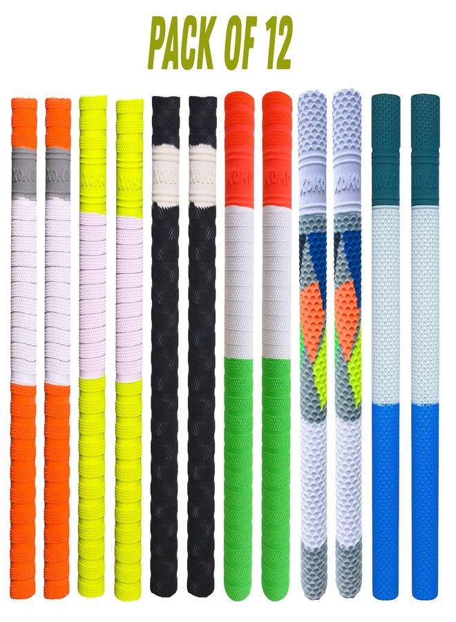 xoko XOXO Cricket Bat Grip Pack of 12, Multi-Color Textured Non-Slip Replacement Grips, Premium Quality Sports Equipment - Image 2
