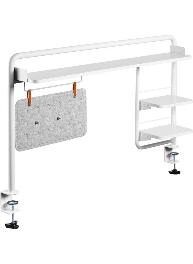 Navodesk NAVO Universal Clamp On Desk Shelf for Home Office, Desk Tray with C Clamp, 3 Tier Shelves and Magnetic Pegboard for Notes and Photos - Image 1