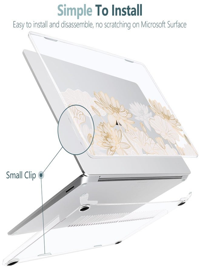 Batianda Premium Case for 2024 Microsoft Surface Laptop 13.8" Touchscreen (7th Edition) Creative Pattern Durable Scratch-Resistant Easy Install, with Keyboard Cover & Screen Protector, Gold Lotus - Image 3
