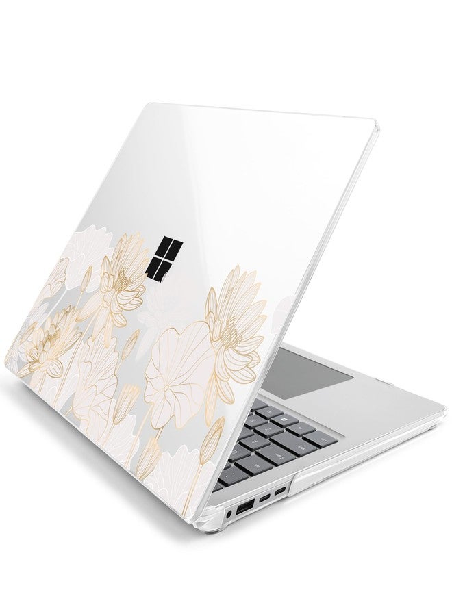 Batianda Premium Case for 2024 Microsoft Surface Laptop 13.8" Touchscreen (7th Edition) Creative Pattern Durable Scratch-Resistant Easy Install, with Keyboard Cover & Screen Protector, Gold Lotus - Image 2