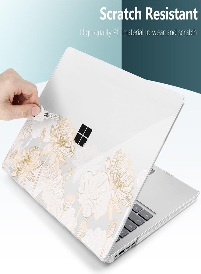 Batianda Premium Case for 2024 Microsoft Surface Laptop 13.8" Touchscreen (7th Edition) Creative Pattern Durable Scratch-Resistant Easy Install, with Keyboard Cover & Screen Protector, Gold Lotus - Image 4