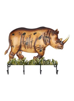 Rhino Shaped Wall Pediment Hanger Brown/Black/Green 19.5 x 14.5centimeter