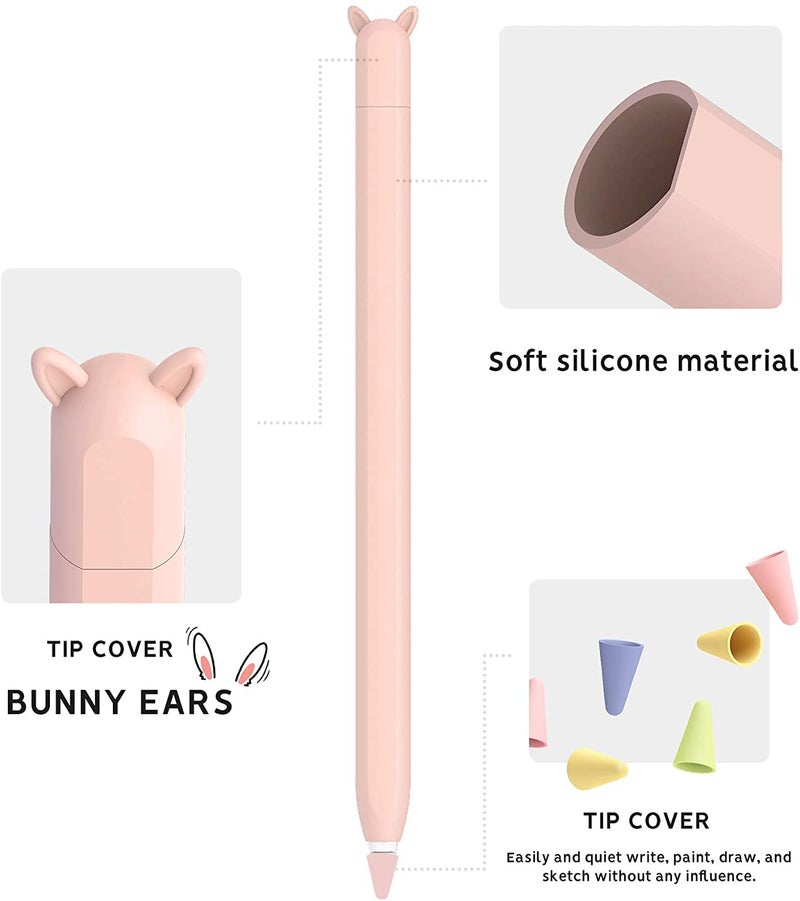 Meyaar Cute Ear Case Silicone Skin Cover for Apple Pencil 2nd Generation, and Protective Nib Cover Accessories Compatible with iPad Pro 11 12.9 inch, (Pink) - Image 5