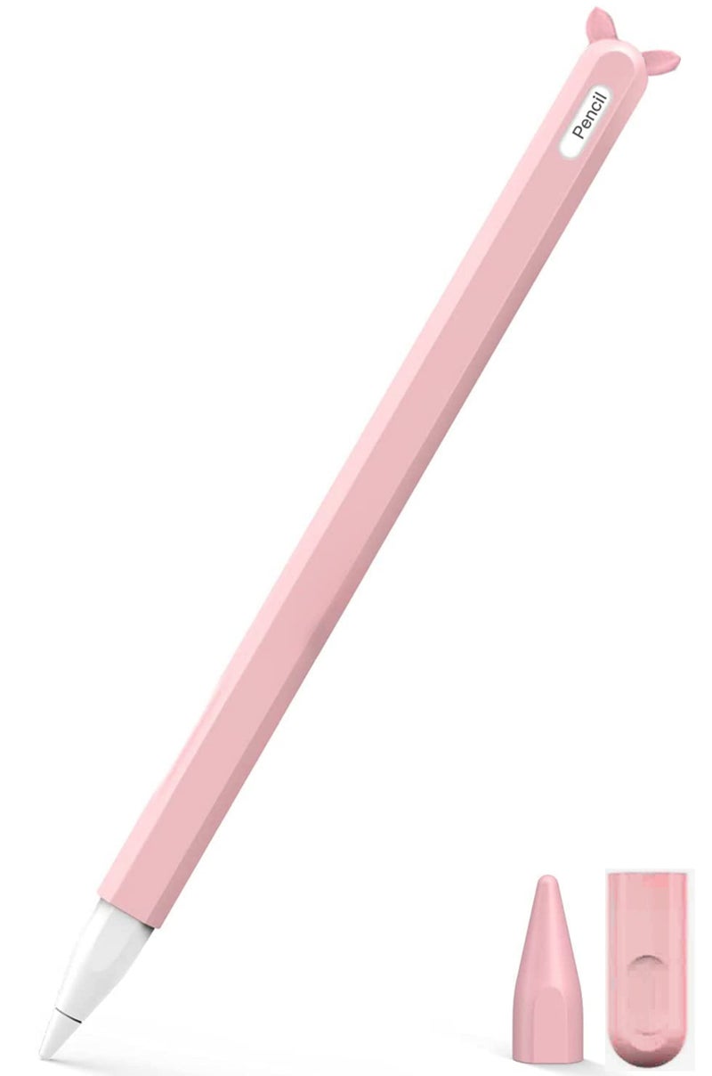 Meyaar Cute Ear Case Silicone Skin Cover for Apple Pencil 2nd Generation, and Protective Nib Cover Accessories Compatible with iPad Pro 11 12.9 inch, (Pink) - Image 1