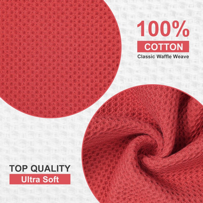 Kitinjoy 100% Cotton Kitchen Dish Cloths  6 Pack Waffle Weave Ultra Soft Absorbent Dish Towels for Drying Dishes Quick Drying Kitchen Towels Dish Rags  12 X 12 Inches  Brick Red - Image 3
