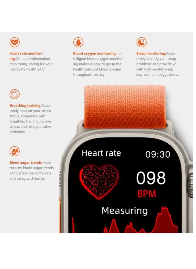 HW - Smart Watch HW9 Ultra 2 10 +1 Series 9 AMOLED display With Health Fitness Tracker Sport Watch Supports  NFC +addition Replacement Band  49MM-Multicolour - Image 1