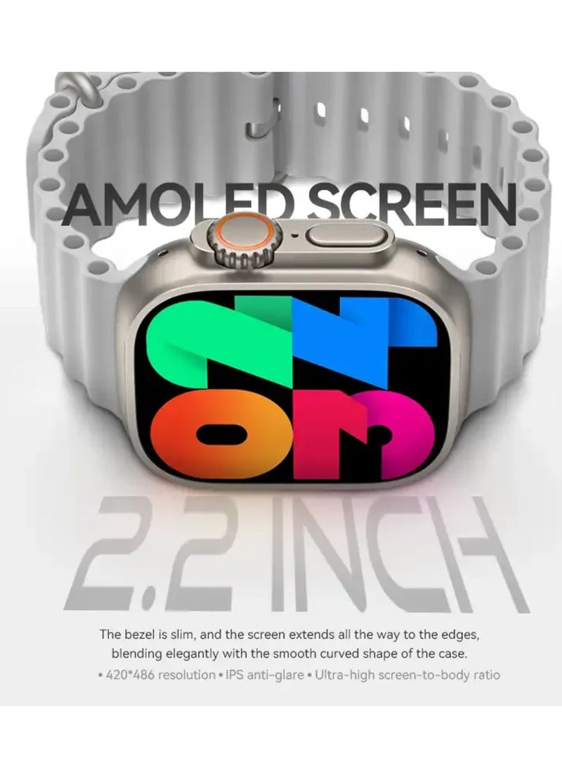 HW - Smart Watch HW9 Ultra 2 10 +1 Series 9 AMOLED display With Health Fitness Tracker Sport Watch Supports  NFC +addition Replacement Band  49MM-Multicolour - Image 1