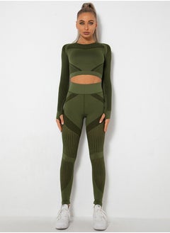 Loquat Sports Fitness 2-Piece Set Army Green  - Image 1