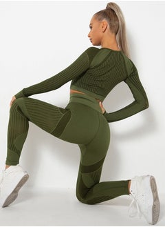 Loquat Sports Fitness 2-Piece Set Army Green  - Image 3