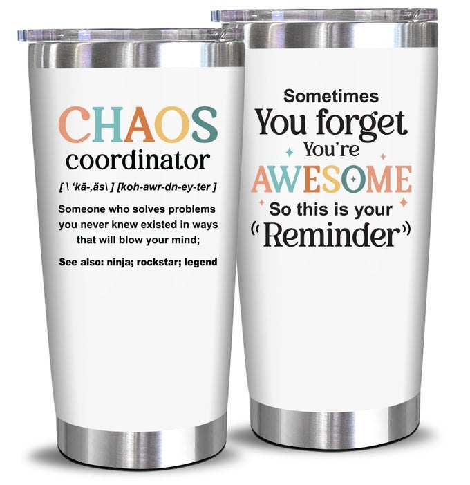 GIFTS FOR WOMEN CHAOS COORDINATOR GIFTS FOR WOMEN BOSS MANAGER COWORKER BEST FRIEND APPRECIATION INSPIRATIONAL GIFT FOR TEACHER NURSE SOCIAL WORKER 20 OZ TUMBLER
