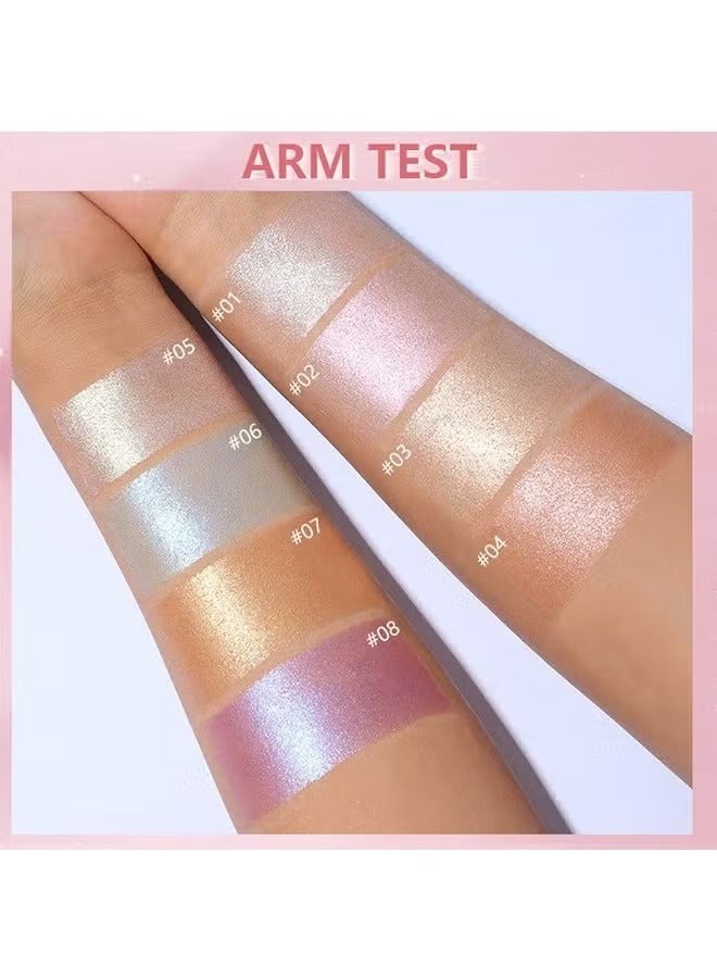 pudaier Sky Highlighter, Powder Shimmering Glitter Long Lasting Waterproof Contouring Smooth Silk Fine Natural Illuminator for Nose Eye Face Body to Brighten Skin 8G #01 - Image 4