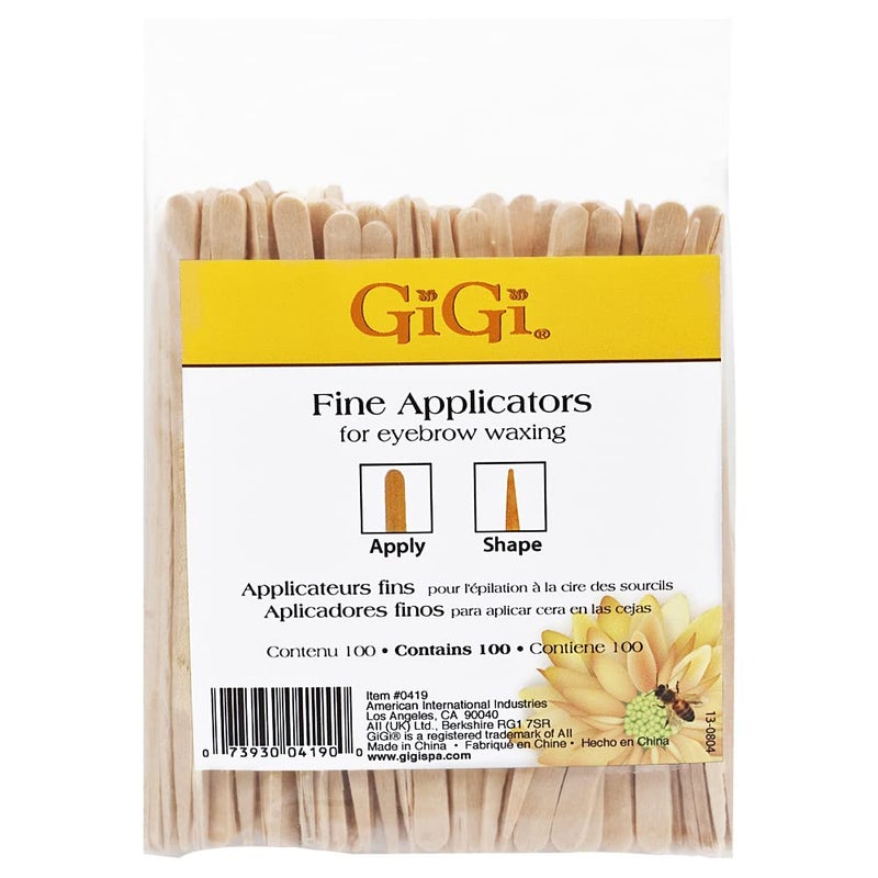 GiGi Fine Wax Sticks Applicators for Precision Hair Removal, Small Wooden Wax Sticks for Face, Brows, Lip, and Bikini Waxing, 100 Count, 1 Pack