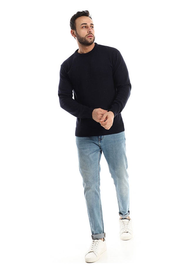Andora Navy Blue Knitted Slip On Pullover  - Image 1