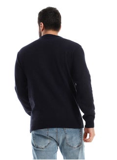 Andora Navy Blue Knitted Slip On Pullover  - Image 4