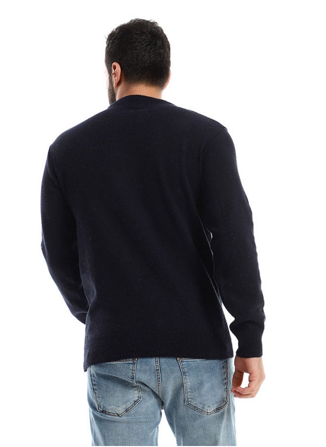 Andora Navy Blue Knitted Slip On Pullover  - Image 4