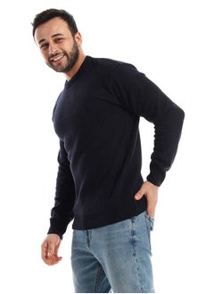 Andora Navy Blue Knitted Slip On Pullover  - Image 3