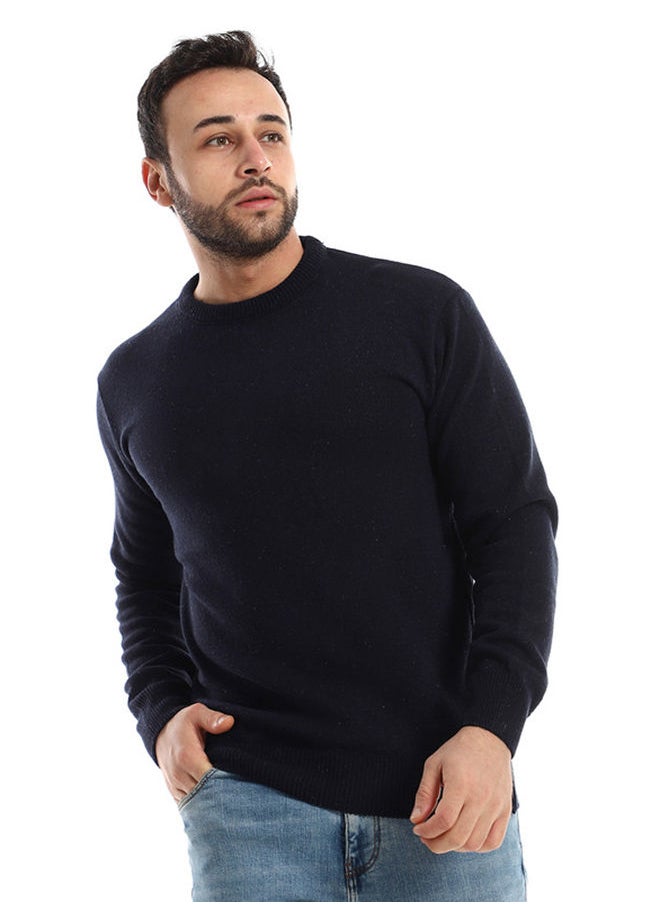 Andora Navy Blue Knitted Slip On Pullover  - Image 2