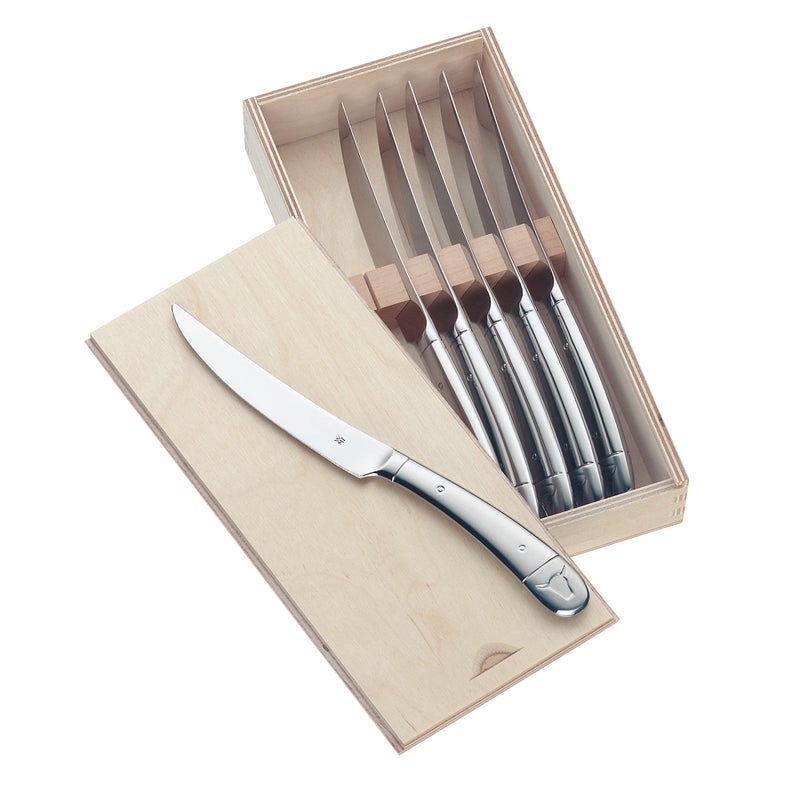 WMF 6Piece Stainless Steel Steak Knives Set with Wooden Gift Box