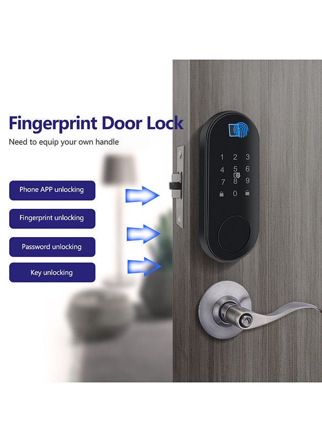 Generic - Fingerprint Door Lock Five Unlocking Ways Password Key Magnetic Card Phone APP Luminous Panel Intelligent Voice Prompt Indoor Wooden Door Security Lock - Image 1