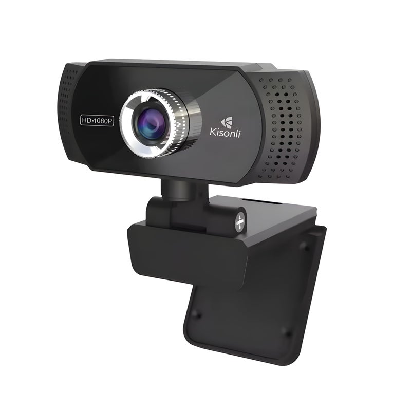 Kisonli PC-2 1080p HD Webcam, Built-in Microphone, USB Connection, for PC and Video Calling