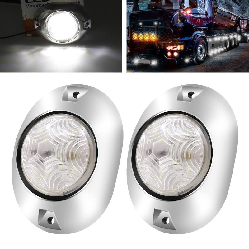 Generic YnGia 2PCS Side Marker Lights LED Position Side Lamps Trailer Truck Indicator Side Light Waterproof Front Rear Clearance Marker Lamp 12V 24V for Trailer Van Caravan Lorry Car Bus (White) - Image 1