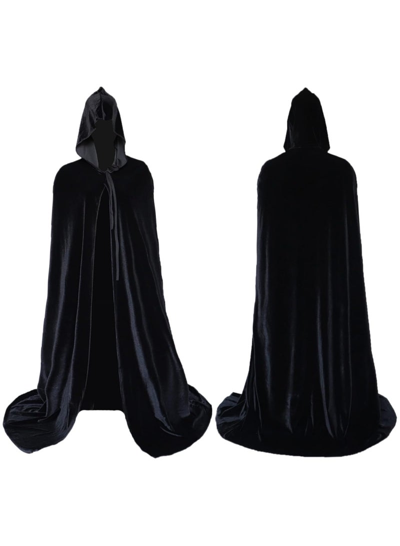 Jorunb Halloween Velvet Cloak Cape Wizard Hooded Party Cosplay Costumes for Adult and Child  - Image 1