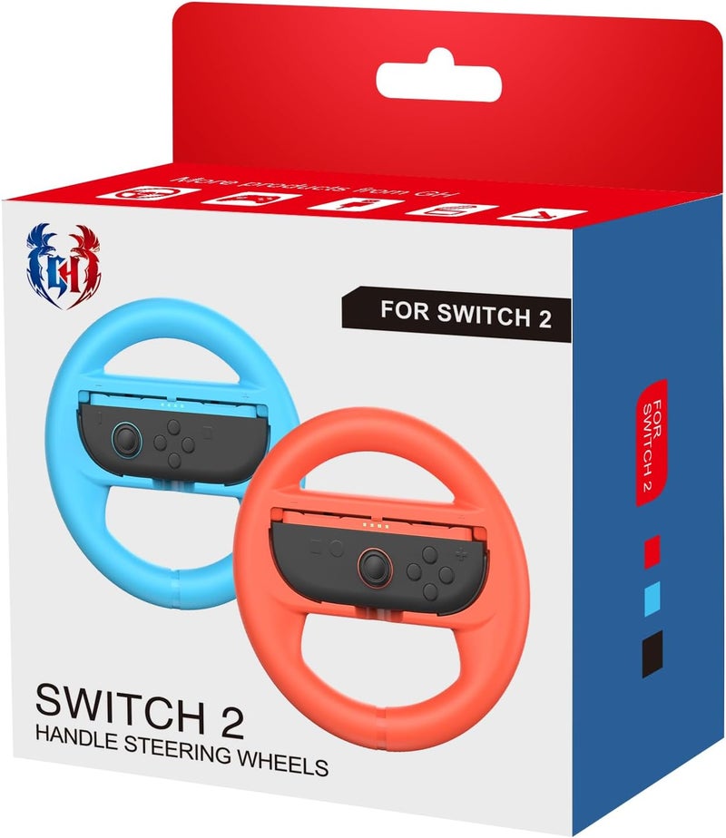 جي أتش عجلة قيادة Switch 2 لعبة Mario Kart World، ملحقات عجلة سباق Mario Cart متوافقة مع Nintendo Switch 2، وحدة تحكم ألعاب Joy Con (أزرق وأحمر) - Image 1