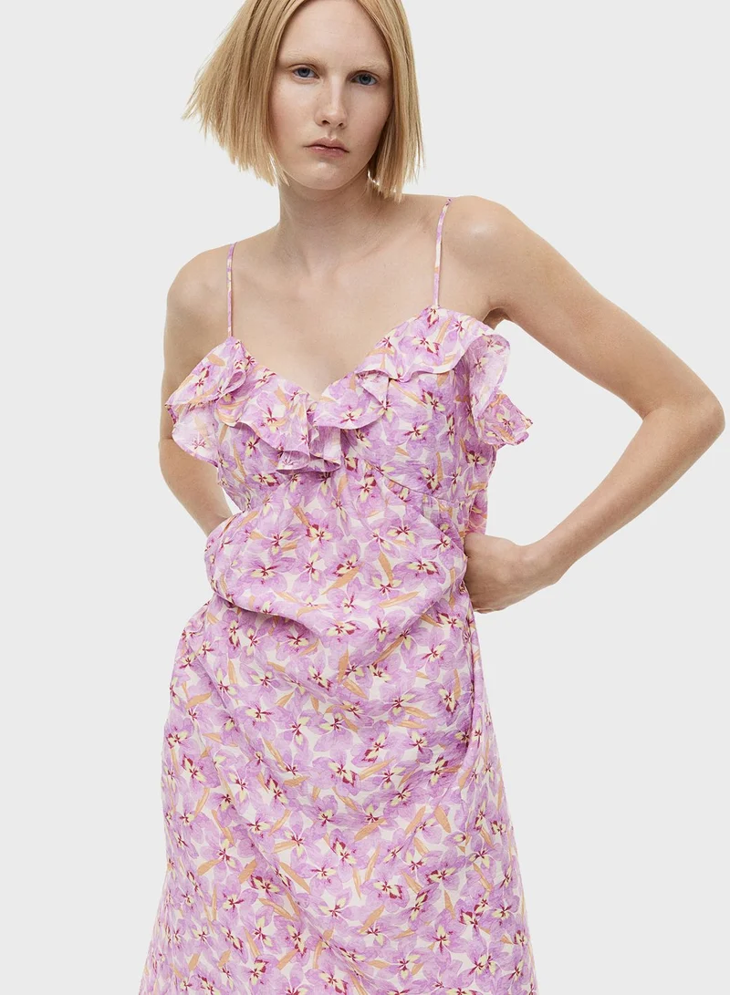 H&M Lace Detail Floral Printed Dress