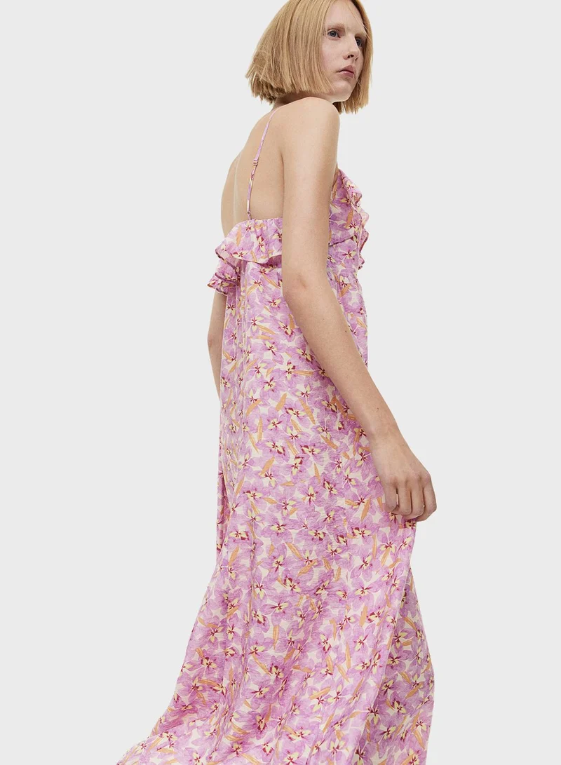 H&M Lace Detail Floral Printed Dress