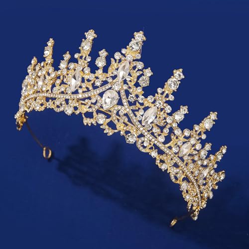 COCIDE Gold Tiara and Crown for Women Crystal Queen Crowns Rhinestone Princess Tiaras for Girl Bride Wedding Hair Accessories for Bridal Birthday Party Prom Halloween Cos-play Costume Christmas - Image 5