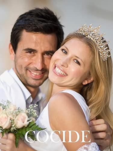 COCIDE Gold Tiara and Crown for Women Crystal Queen Crowns Rhinestone Princess Tiaras for Girl Bride Wedding Hair Accessories for Bridal Birthday Party Prom Halloween Cos-play Costume Christmas - Image 2
