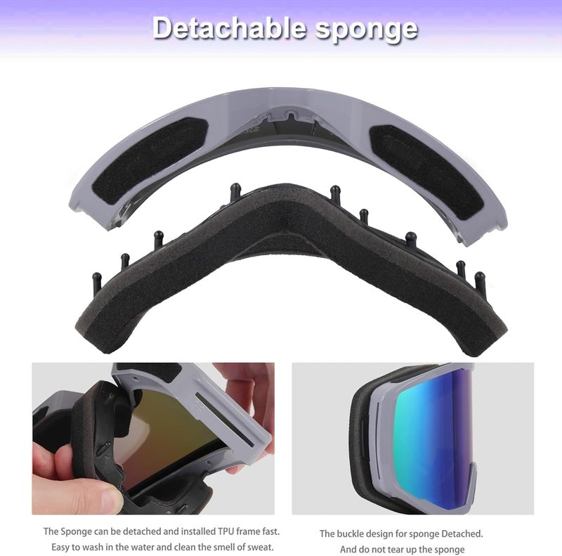 EXP VISION Ski/Snowboard Goggles for Men Women, OTG Snow Goggles Anti Fog UV Protection - Image 3