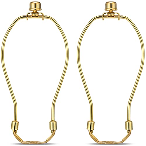 Qc 7 Inch Detachable Lamp Shade Harp Holder for Table and Floor Lamps, 2 Set Heavy Duty Lamp Shade Bracket with 3/8 Standard Saddle and Lamp Finial, Polished Brass - Image 1