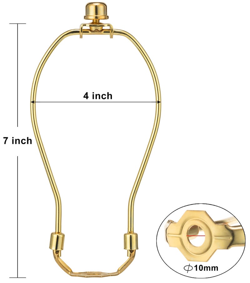 Qc 7 Inch Detachable Lamp Shade Harp Holder for Table and Floor Lamps, 2 Set Heavy Duty Lamp Shade Bracket with 3/8 Standard Saddle and Lamp Finial, Polished Brass - Image 3