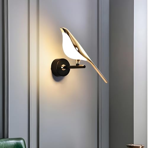 twixle Golden Metal Bird Wall Light for Living Room, Modern Wall Lamps for Bedroom, Wall Lights for Home Decoration, Bedside Wall Lamp (Single) - Image 2