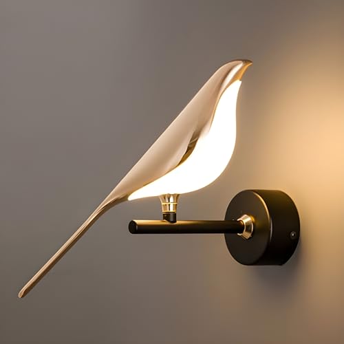 twixle Golden Metal Bird Wall Light for Living Room, Modern Wall Lamps for Bedroom, Wall Lights for Home Decoration, Bedside Wall Lamp (Single) - Image 1