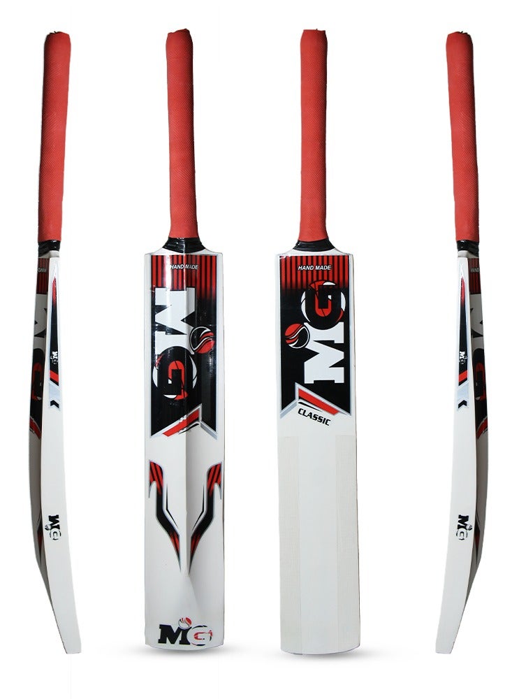 MG Popular Willow Classic Cricket Bat for Light/Hard Tennis Ball with Cover- Black/Red - Image 1