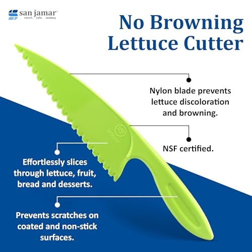 San Jamar Lettuce Knife Plastic Knife with Serrated Edge for Kitchens and Restaurants, Nylon, 0.5 X 4.25 X 15.5 Inches, Green - Image 2